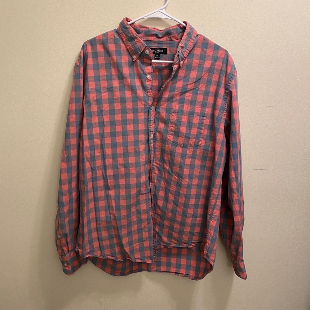 J. Crew Red Blue Plaid Shirt Button Down Up XL EUC